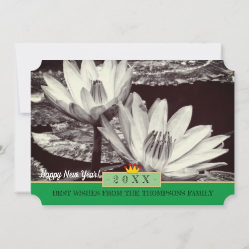 Lotus Flowers  Happy New Year Card Asia