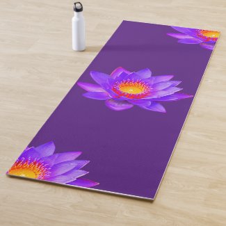 Lotus Flowers on Royal Purple Yoga Mat