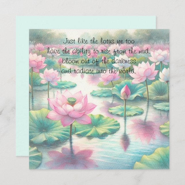 Lotus Flowers & Quote Note Card (Front/Back)
