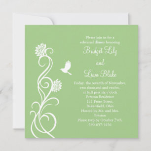 Lotus Flowers Rehearsal Dinner (green) Invitation