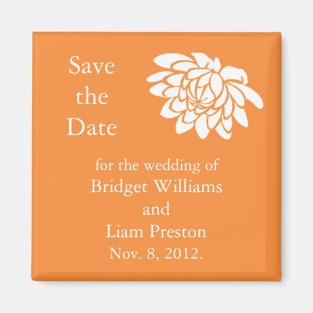 Lotus Flowers Save the Date Magnet (bright orange) (Front)