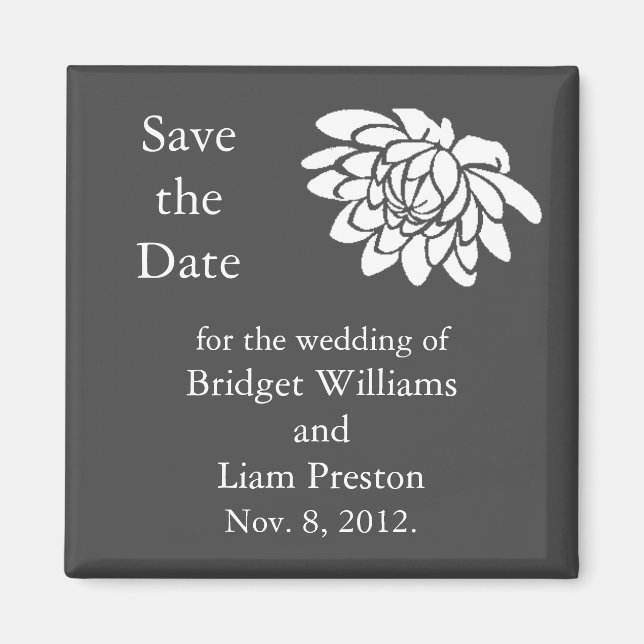 Lotus Flowers Save the Date Magnet (gray) (Front)