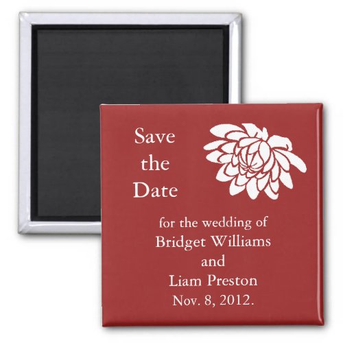 Lotus Flowers Save the Date Magnet red