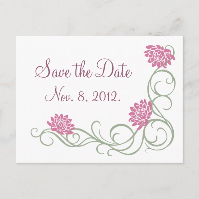 Lotus Flowers Save the Date Postcard (white) (Front)