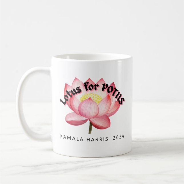 Lotus For POTUS Harris Election Coffee Mug (Left)