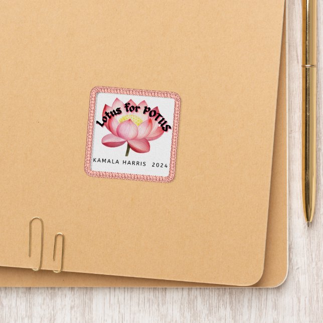 Lotus For POTUS Harris Election Iron On Patch (On Folder)