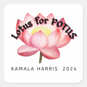 Lotus For POTUS Harris Election Square Sticker