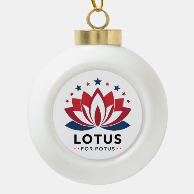 Lotus for POTUS Kamala Harris 2024  Ceramic Ball Christmas Ornament (Front)