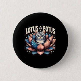 Lotus For Potus Us Flag Cat Lovers Kamala Harris Button