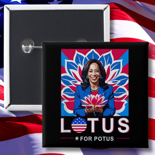 Lotus For Potus USA Election Kamala Harris 2024  Button