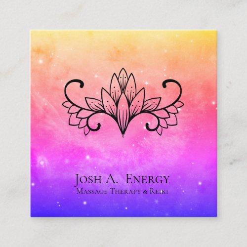  Lotus Galaxy Lavender Pink Nebula Universe Square Business Card