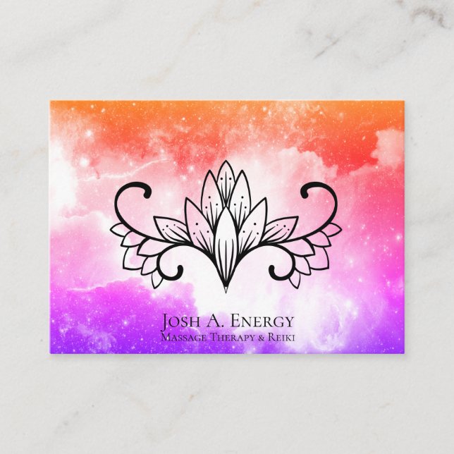 *~* Lotus Galaxy Nebula Universe Pink Purple Business Card (Front)