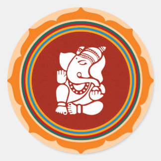 Lotus Ganesha Design Classic Round Sticker