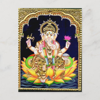 LOTUS GANESHA TANJORE PAINTING POSTCARD