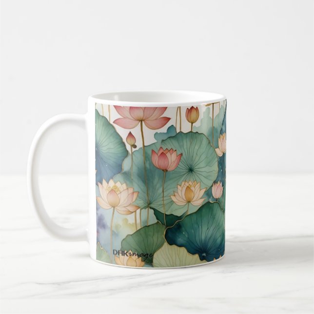 "Lotus Garden" Floral Mug by DAKimage (Left)
