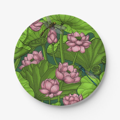 Lotus garden paper plates