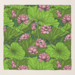 Lotus garden scarf<br><div class="desc">Hand  drawn lotus flowers,  leaves and dragonflies. Pattern design</div>
