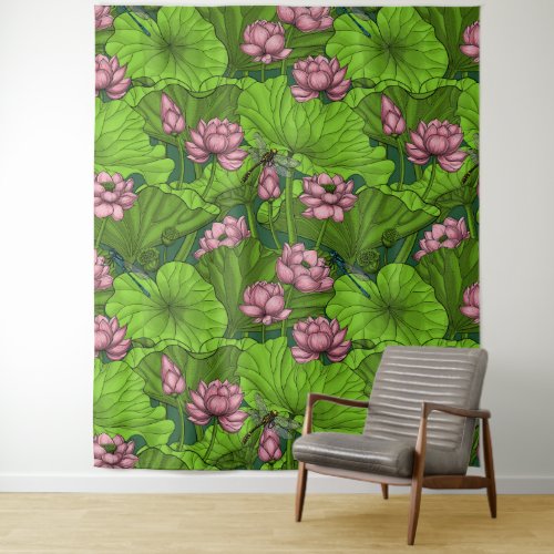 Lotus garden tapestry