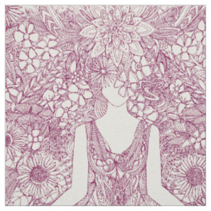 lotus garden vintage plum yoga floral fabric