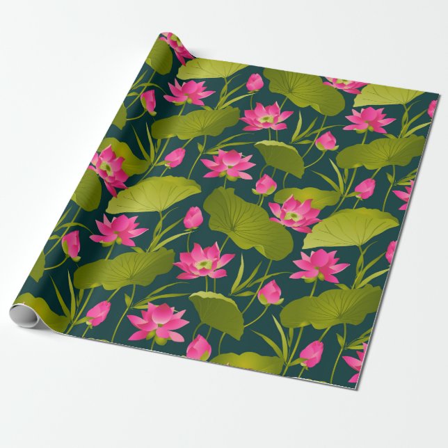 Lotus Garden Wrapping Paper (Unrolled)