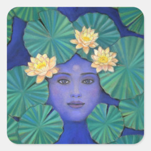 Lotus Goddess Square Sticker