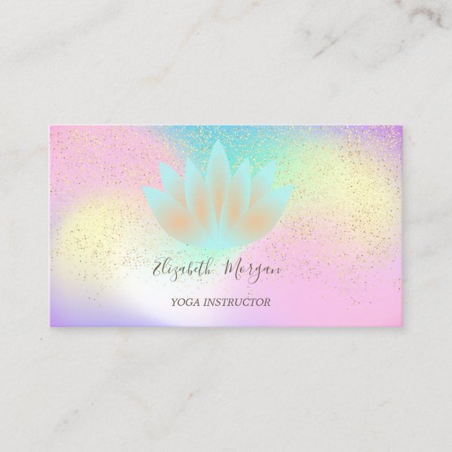 Lotus,Gold Confetti Yoga Instructor Lotus Business Card (Front)