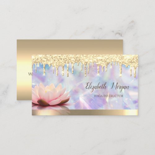 Lotus Gold DripsCool Holographic Yoga Business Card