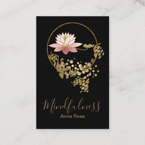  Lotus Gold Glitter Yoga Meditation Mindfulness Business Card