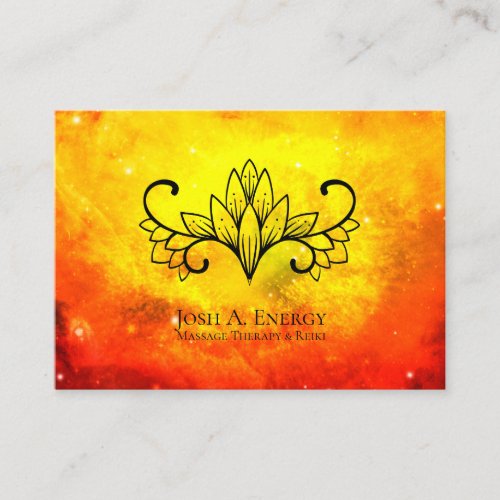  Lotus Gold Nebula Galaxy Universe Orange Business Card