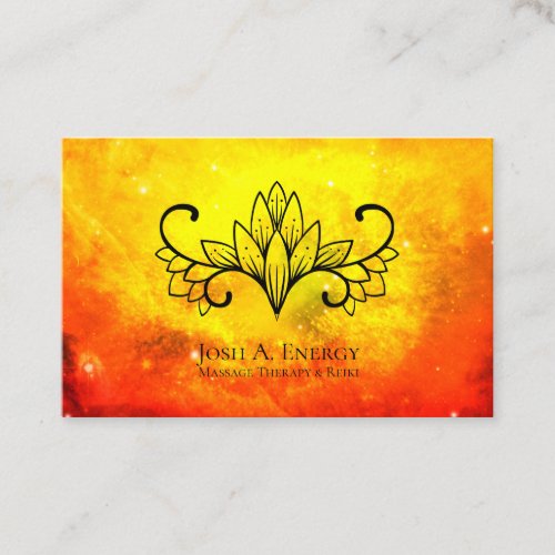  Lotus Gold Nebula Universe Orange Galaxy Business Card