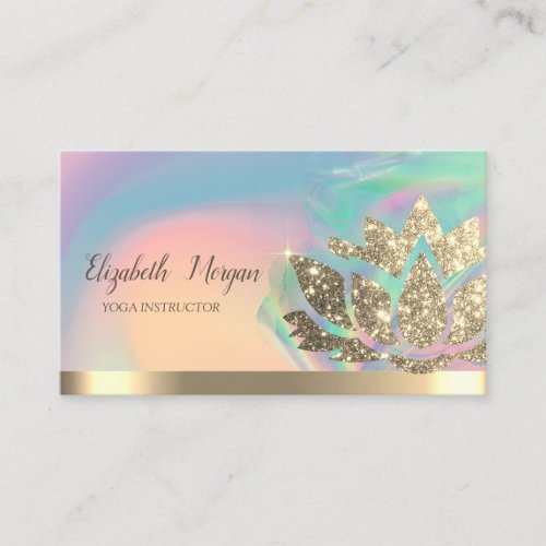  Lotus Gold Stripe Holographic Ink Colorful Yoga  Business Card