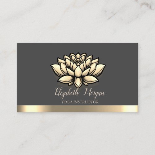  Lotus Gold Stripe Yoga Instructor Business Card
