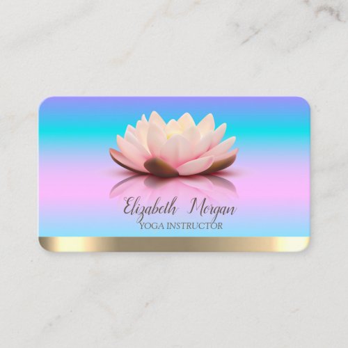  Lotus Gold Stripe Yoga Ombre Holographic  Business Card