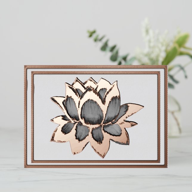 Lotus grey & copper foil card  (Standing Front)