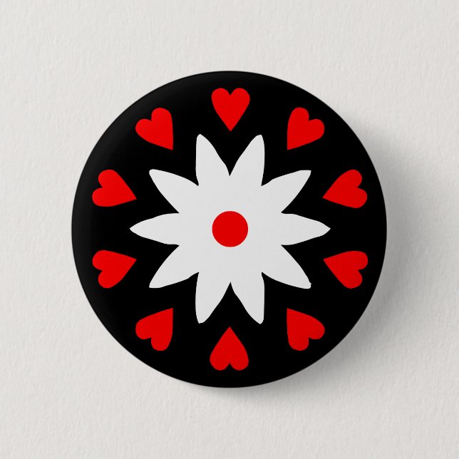 Lotus Heart Pinback Button (Front)