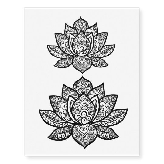  Lotus  henna  design  temporary  tattoo  sheet Zazzle com