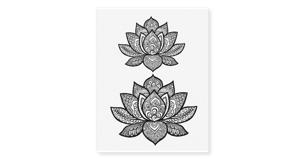 hoesten verlegen Secretaris Lotus henna design temporary tattoo sheet | Zazzle