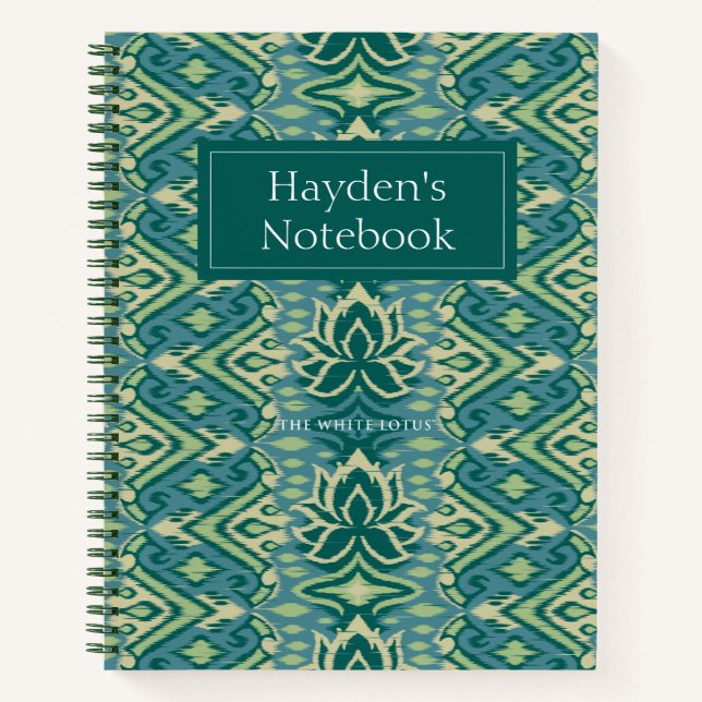 Lotus Ikat Pattern - The White Lotus Notebook (Front)