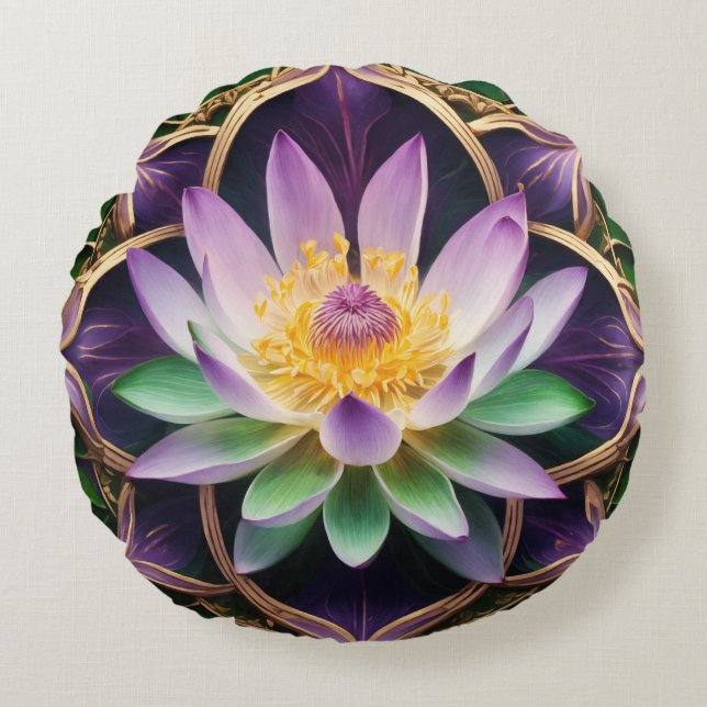 Lotus Illumination Design Round Pillow (Front)
