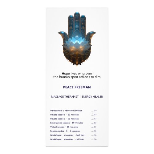Lotus Illumination | Hamsa Hand Design Rack Card