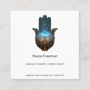 Lotus Illumination   Hamsa Hand Design Square Business Card