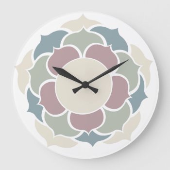 Lotus In Pastell Large Clock by Avanda at Zazzle