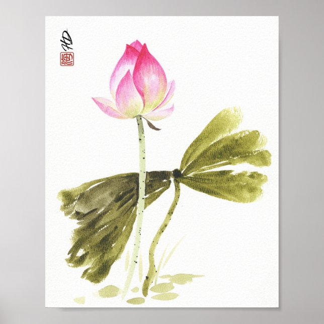 Lotus in Quiet Reflection Poster (Front)