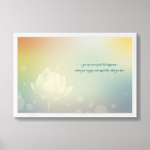 Lotus Inspirational quote of gratefulness  Framed Art