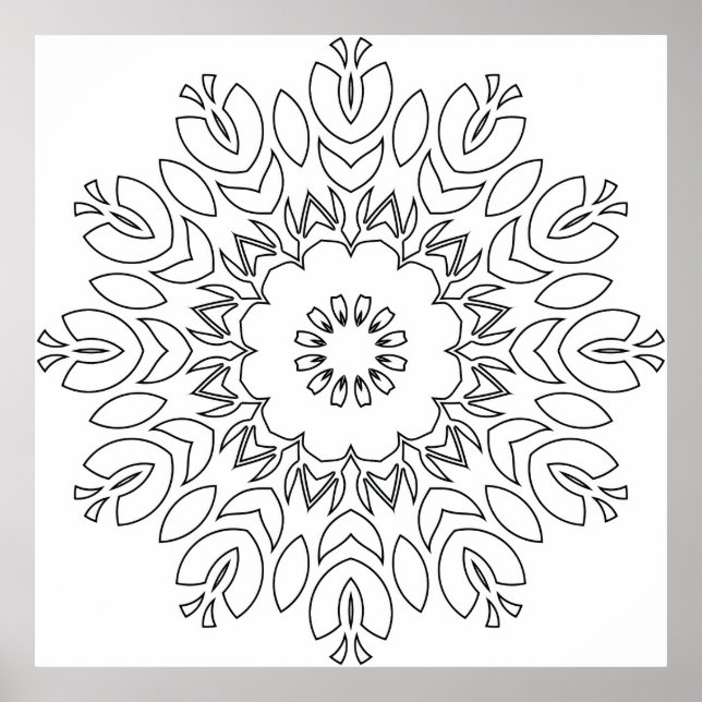 Lotus Inspired Mandala with Flowing Organic Shapes Poster (Front)