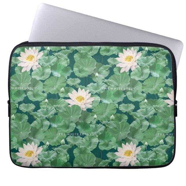 Lotus Lagoon Pattern - The White Lotus Laptop Sleeve (Front)