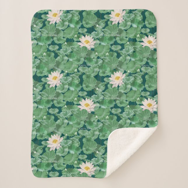 Lotus Lagoon Pattern - The White Lotus Sherpa Blanket (Front)