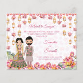 Lotus lanterns Indian wedding budget mehndi invite (Front)