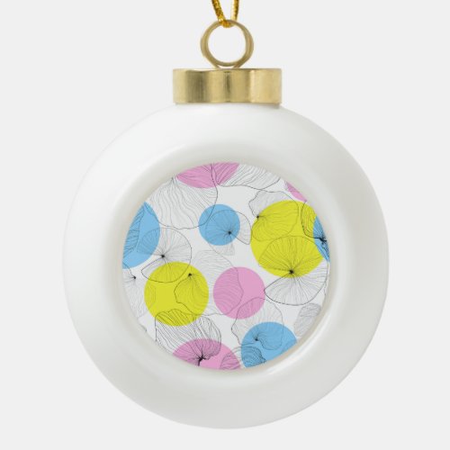 Lotus Leaves Colorful Spots Pattern Ceramic Ball Christmas Ornament