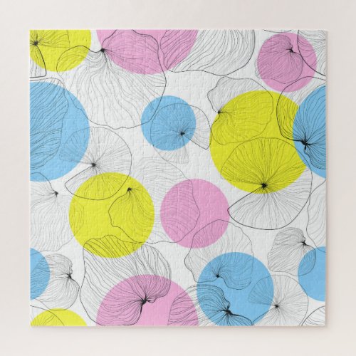 Lotus Leaves Colorful Spots Pattern Jigsaw Puzzle